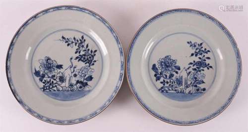 A pair of blue and white china plates, Qianlong, 18th C.