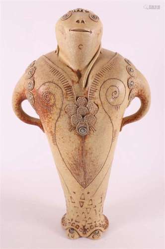 Jong, de Hans (1932-2011) A ceramic sculpture of a woman.