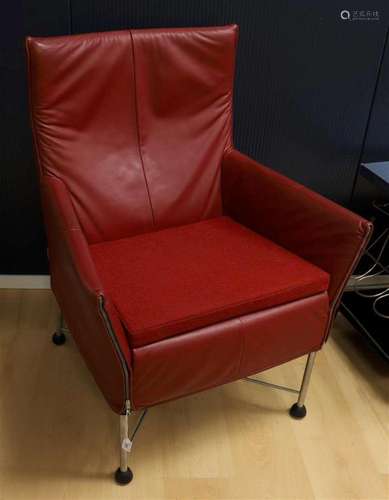 A red and black leather Charley armchair, design: Gerard van...