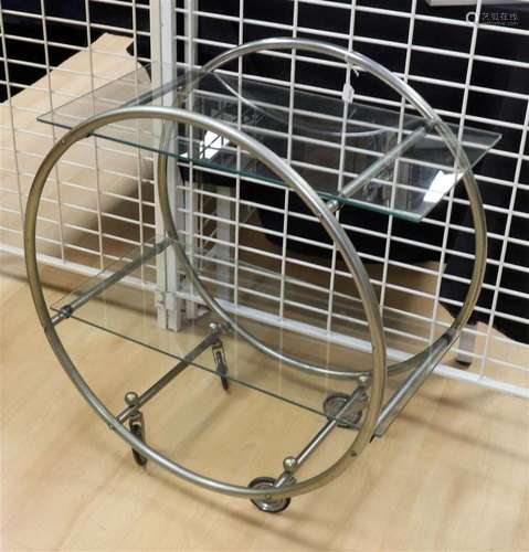 A chrome tube tea table with clear glass tops, Gispen or sur...