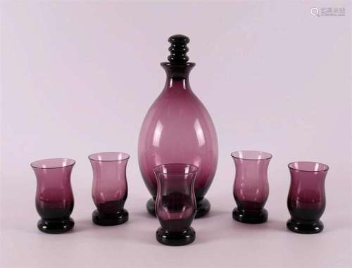 Netherlands, Maastricht. A purple glass liqueur set 'Cur...