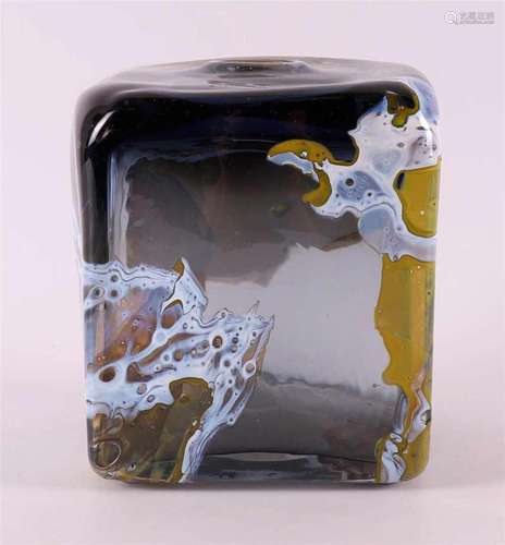 A multicolored glass square vase 'Kimono', Willem He...