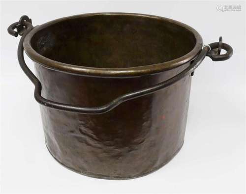 A red copper riveted aker with wrought iron handle, 19th cen...