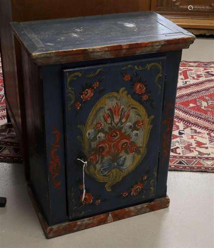 A folk art painted single door cupboard, Germany, 19th centu...