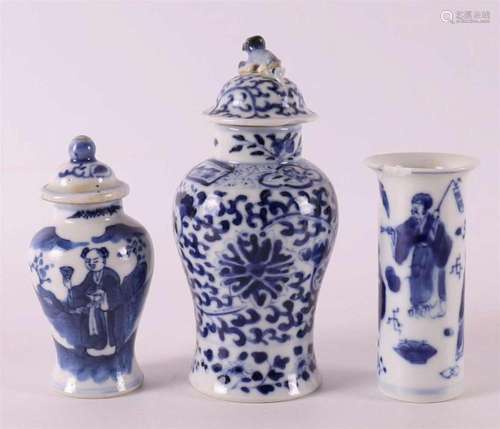 Three various blue/white porcelain etagère vases, China, 19t...