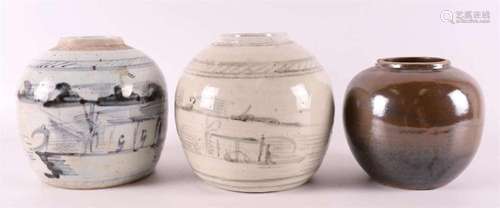 Three various Chinese porcelain ginger jars, among others ma...