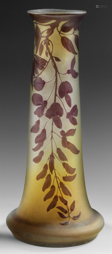 Jugendstil-Vase mit Glyziniendekor von Gallé