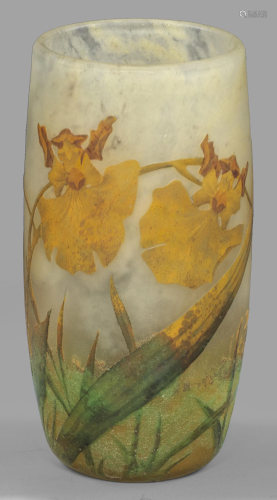 Jugendstil-Ziervase mit "Orchidées"-Dekor von Daum...