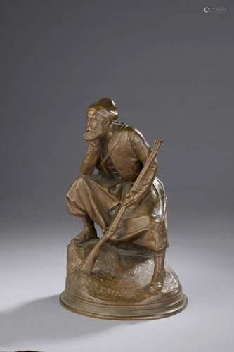 FRÉMIET Emmanuel, 1824-1910,Zouave au repos,bronze à patine ...