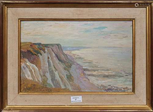 LE PETIT Alfred, 1841-1909,Falaises à Berville sur Mer (?),h...