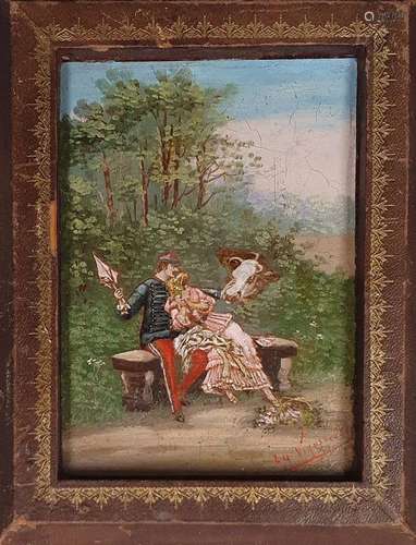 VERNANCHET Louis, XIXe siècle,La surprise,huile sur papier (...