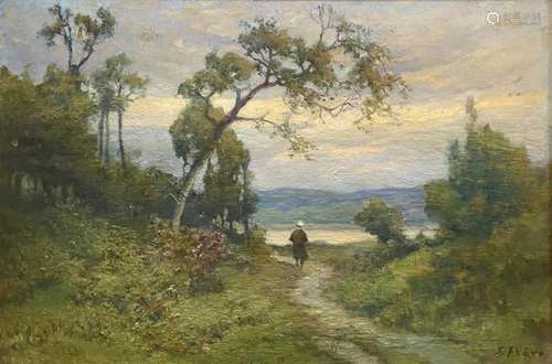 FRERE Samuel (1847-1931)Paysage à l'arbre penchéHuile su...