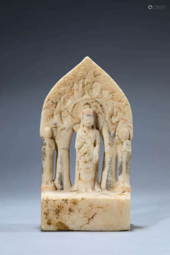 Carved White Marble Figure of Guanyin