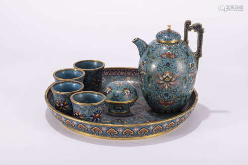 Set of Cloisonne Enamel Tea Wares