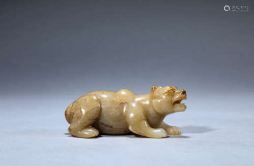 Carved Brownish Jade Bear Ornament