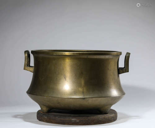 Silver Inlaid Bronze Double-Eared Censer