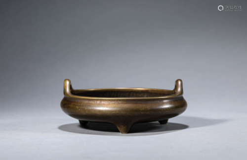 Bronze U-Shape Eared Tripod Censer