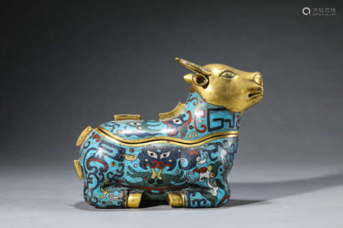 Cloisonne Enamel Bull-Form Box and Cover