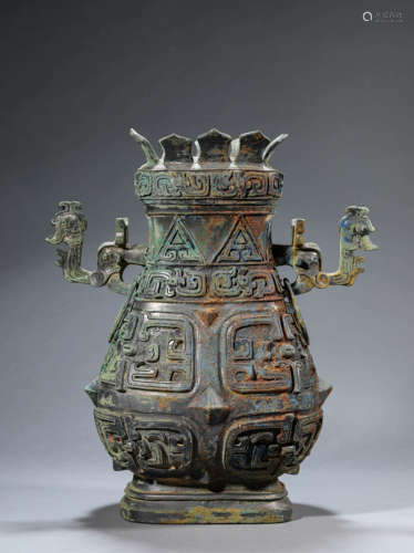 Bronze Ritual Double-Eared Pot