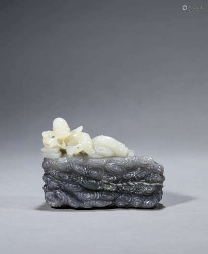 White and Grey Jade Carving of Arhat