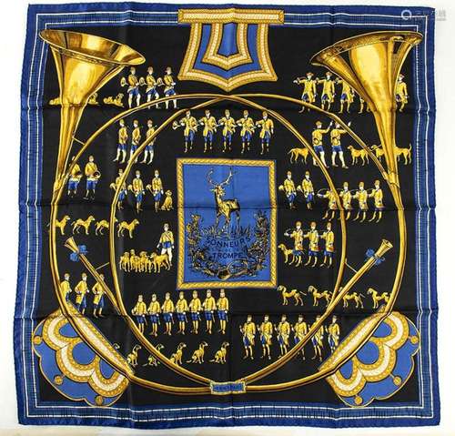 HERMES - ‘‘ARMES DE CHASSE’ SCARF - 70s -