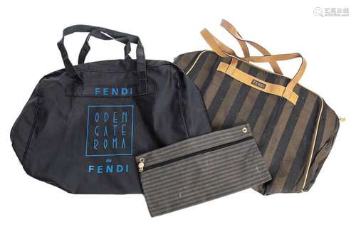 FENDI - 3 SHOPPING BAGS/POCHETTE - 80s