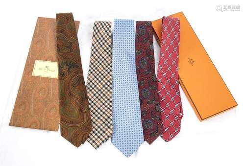 ETRO, MARINELLA, DAKS, HERMES, VALENTINO - LOT OF 5 TIES 80s...