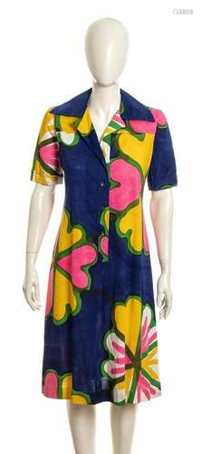 LIVIO DE SIMONE - COTTON DRESS - Late 80s - - Floral pattern...