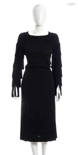 CHRISTIAN DIOR BOUTIQUE - SILK FRINGED DRESS - late 70s earl...