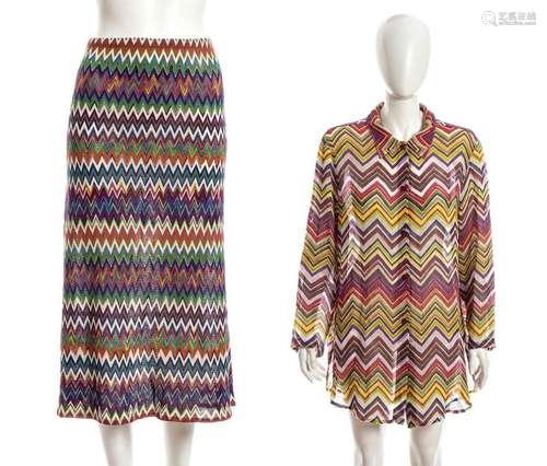 MISSONI - MAXI SKIRT, SHIRT - 90s