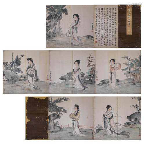 Chinese Lady Painting Hand Scroll, Fei Danxu Mark