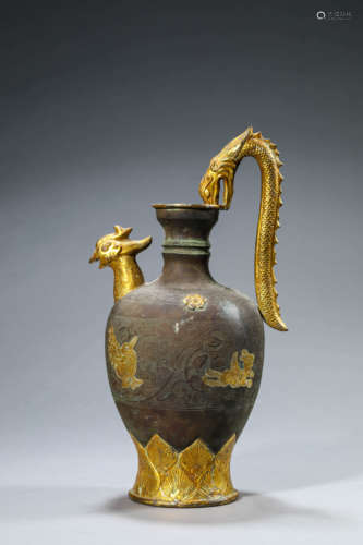 Parcel-Gilt Silver Phoenix-Head Ewer