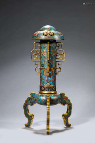 Cloisonne Enamel Interlocking Lotus Hat Stand