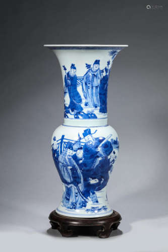 Blue and White Figure Story Phoenix-Tail Vase