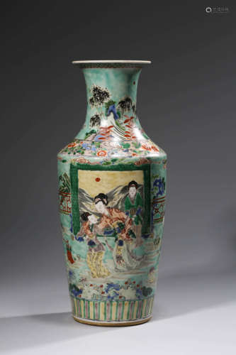 Wucai Glaze Figure Story Vase