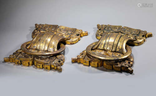 Pair of Gilt-Bronze Door Appliques