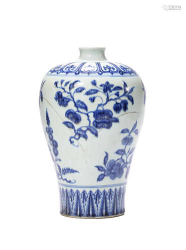 Blue and White Fruits Meiping Vase