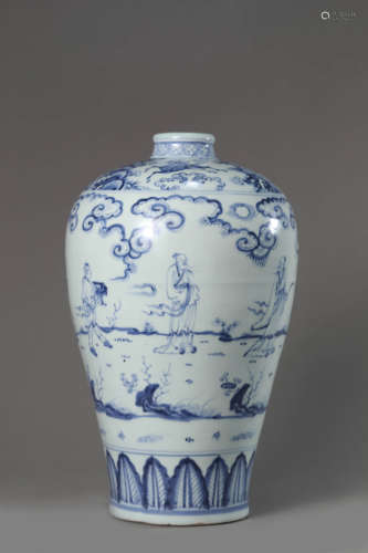 Blue and White Figure Story Meiping Vase