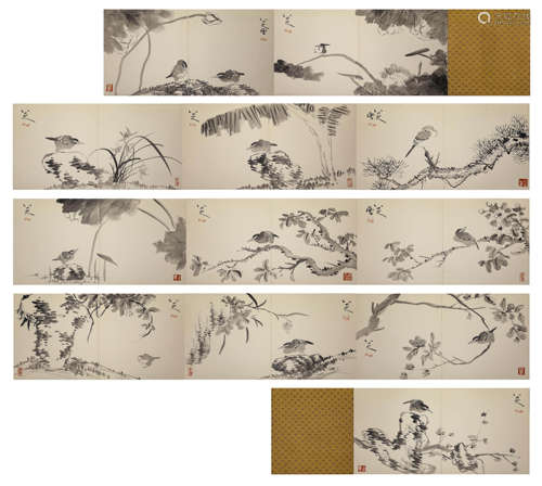 Chinese Flower and Bird Painting Hand Scroll, Zhu Da Mark