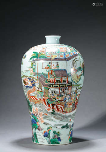 Wucai Glaze Figure Story Meiping Vase