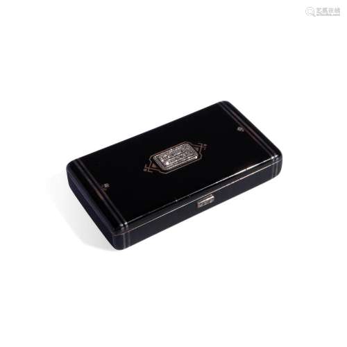 Jacques Cartier silver box with diamonds and black enamel, c...