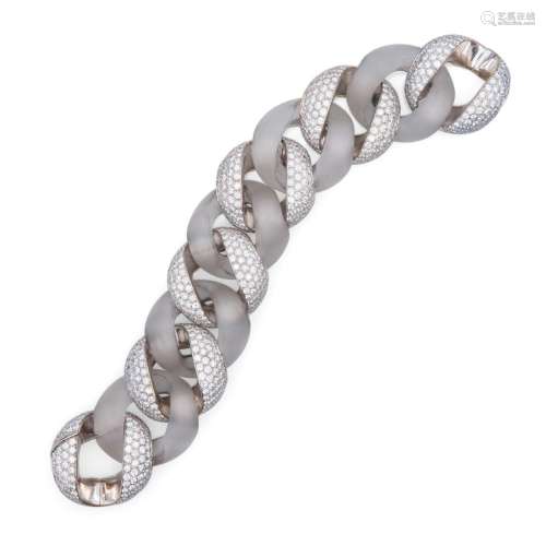 White and yellow gold bracelet, with diamonds and rock cryst...