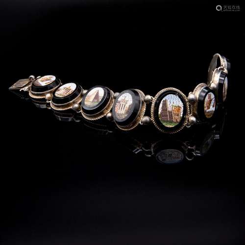 Silver bracelet with micromosaics