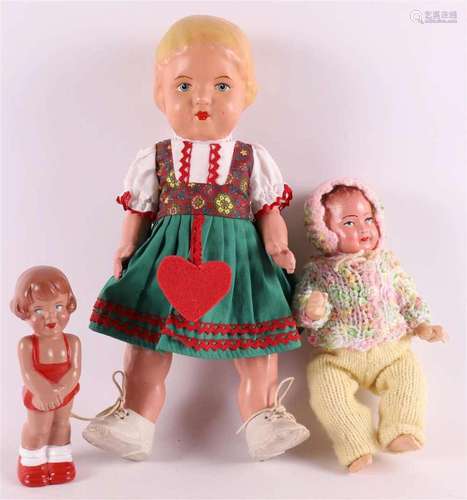 Three various dolls, including Turtle / Schildkröthe, 1st ha...