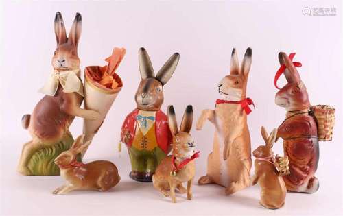 A lot of various papier maché/celludloid Easter bunnies, Ger...