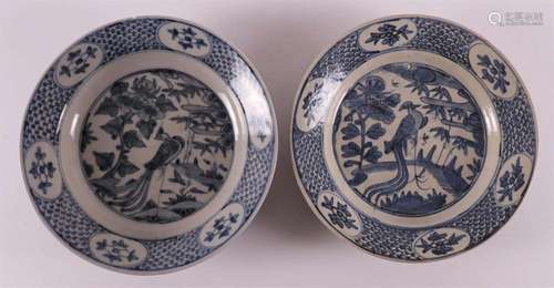 Two blue/white porcelain Swatow dishes, China, around 1600.