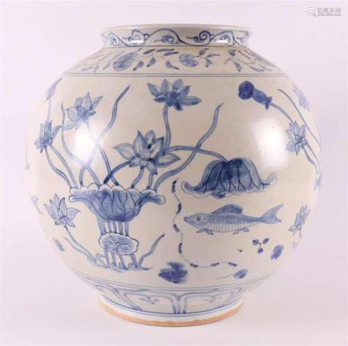 A blue and white porcelain spherical vase, China, 21st centu...