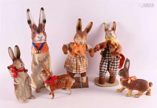 A lot of various papier-mâché Easter bunnies, Germany, 1st h...