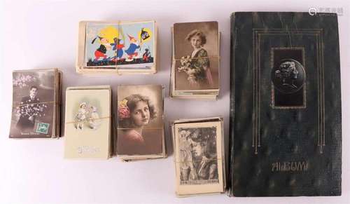 An album with fantasy postcards + approx. 600 loose cards, f...