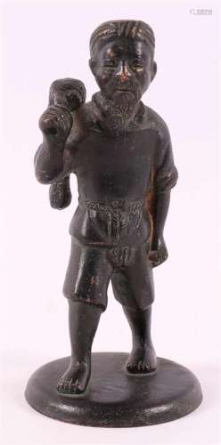 A bronze sculpture of a hunter with game, China, circa 1900.